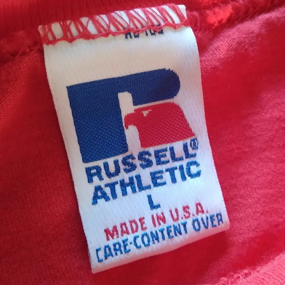 Vintage Russell Athletic Blank Long Sleeve T-Shirt Red